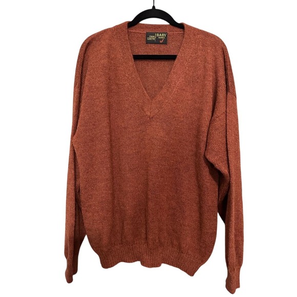 Yana Lizeth Vintage‎ Baby Alpaca Sweater V-Neck Pullover Long Sleeve Copper XL - Picture 1 of 2